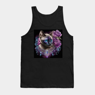 Blooming Siamese Cat Tank Top